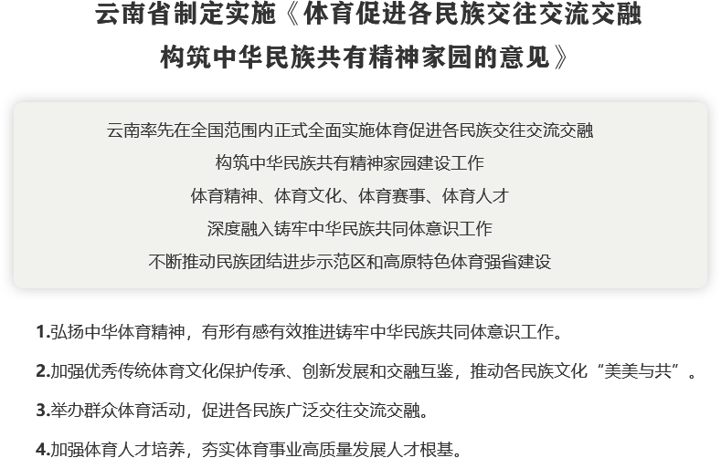 全国率先出台！云南省制定实施 《体育促进各民族交往交流交融构筑中华民族共有精神家园的意见》